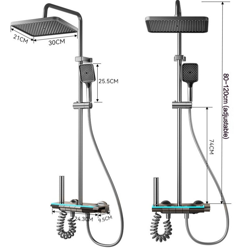 ModernuLux Prabangus 4 funkcijų vonios dušo maišytuvas su skaitmeniniu temperatūros ekranu