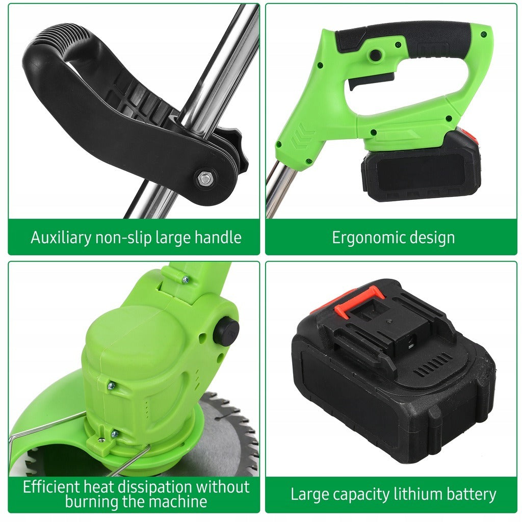 Belaidis Žolės Trimeris su 2 Baterijomis – 3 Peilių Sistema