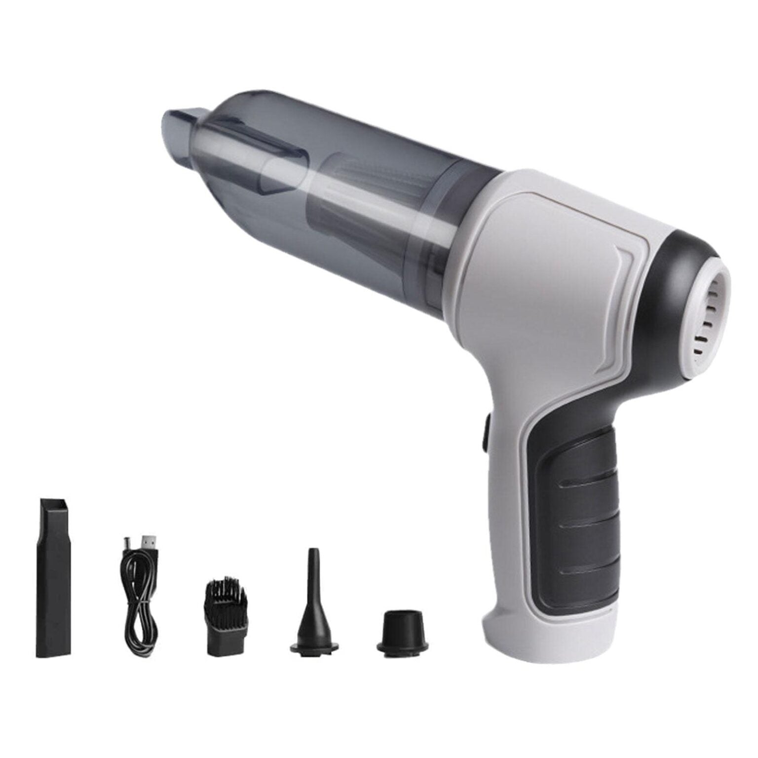 Galingas belaidis mini dulkių siurblys 2in1 su oro pūtimo funkcija