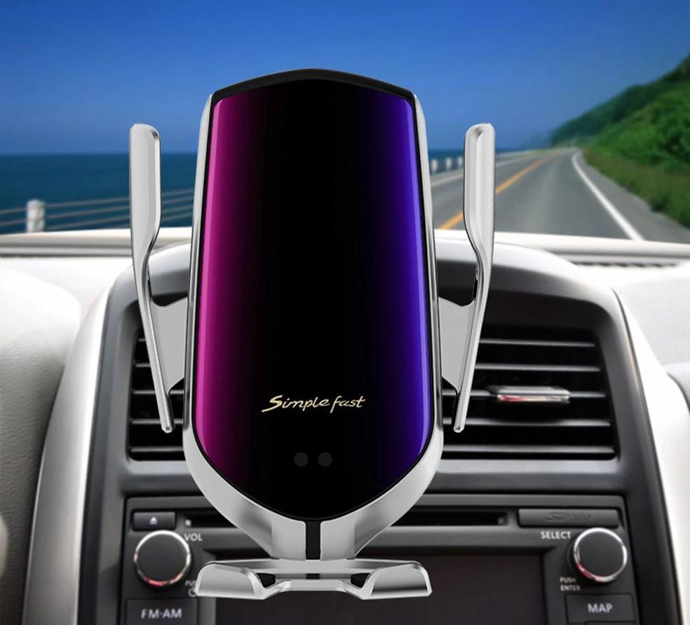 Bezvadu automātiskais sensoru automašīnas tālruņa turētājs un lādētājs - ērts, moderns un praktisks