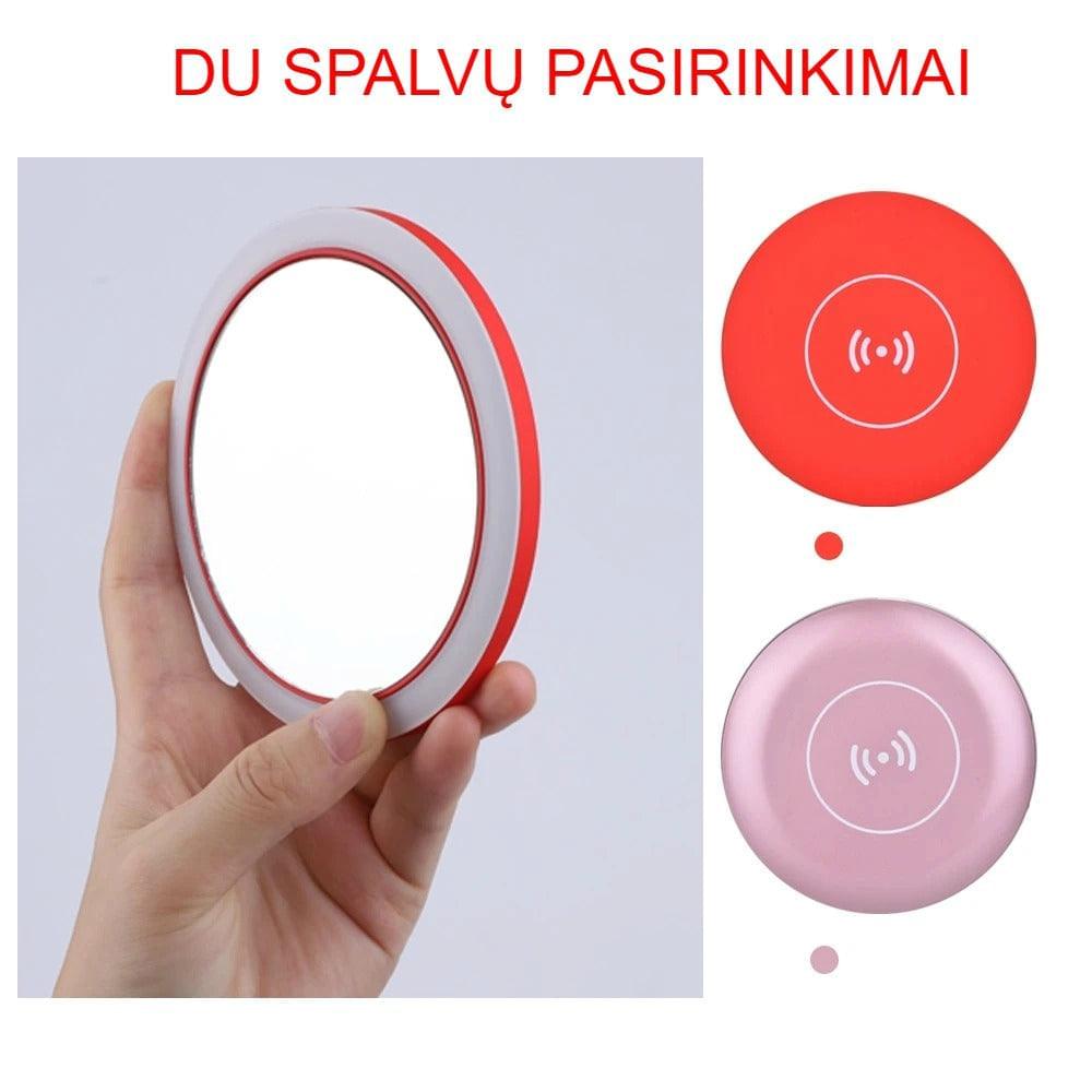 Belaidis įkroviklis su LED makiažo veidrodėliu - idealus apšvietimas