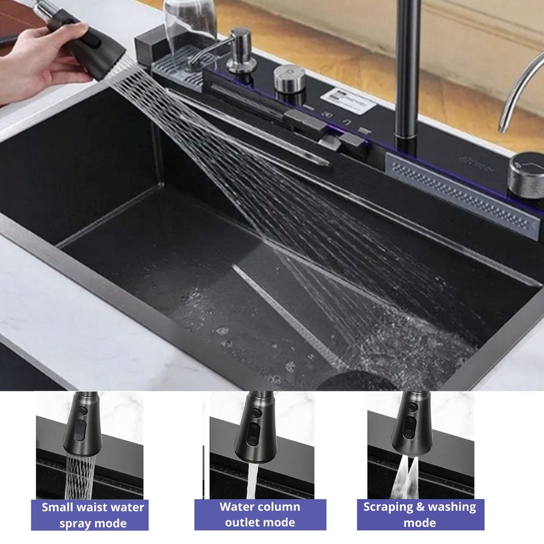 Išmani virtuvės kriauklė su maišytuvu