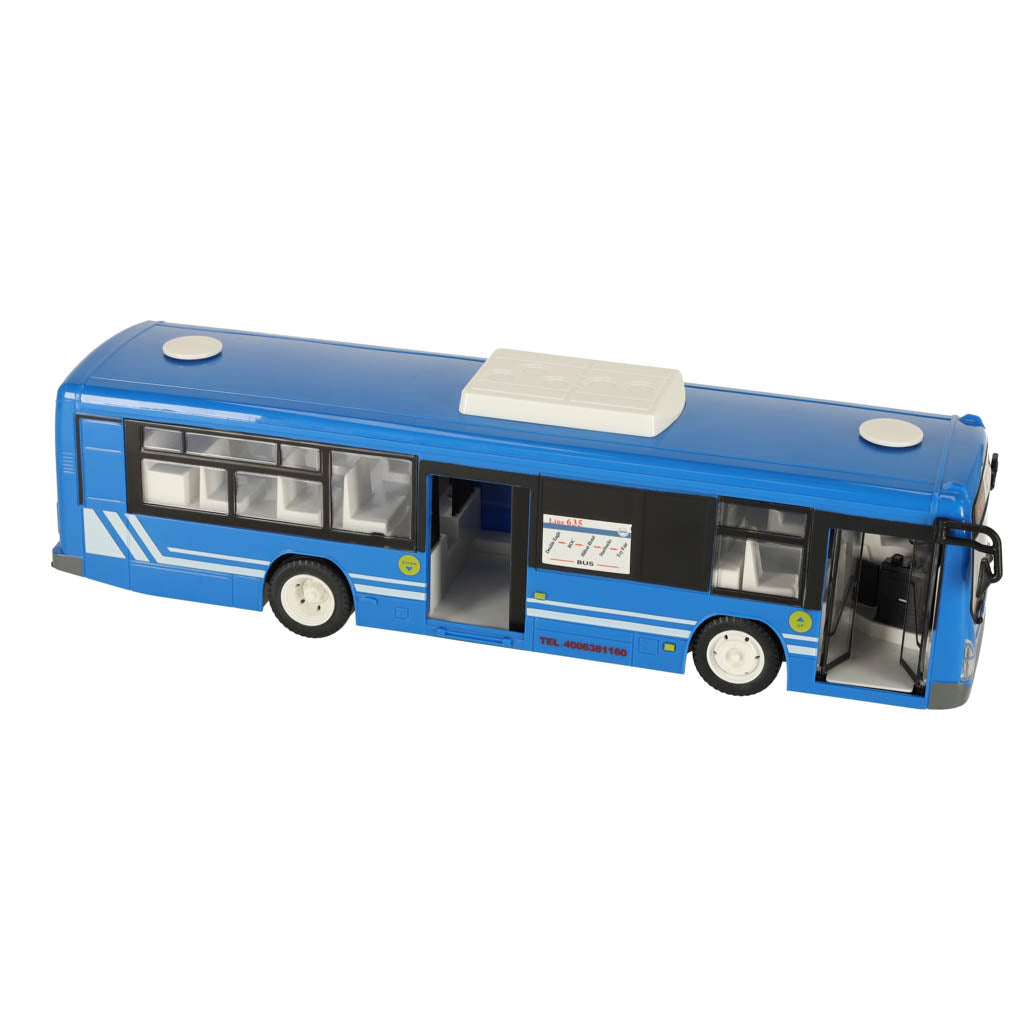 Nuotoliniu būdu valdomas RC autobusas su durimis mėlynos spalvos