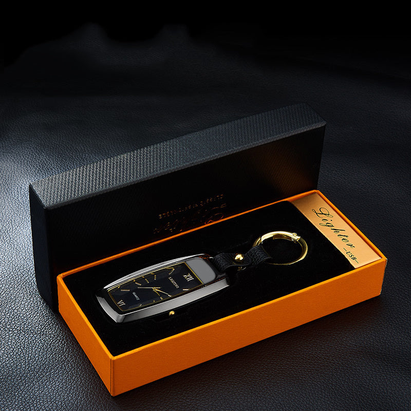 Raktų pakabukas su laikrodžiu ir žiebtuvėliu