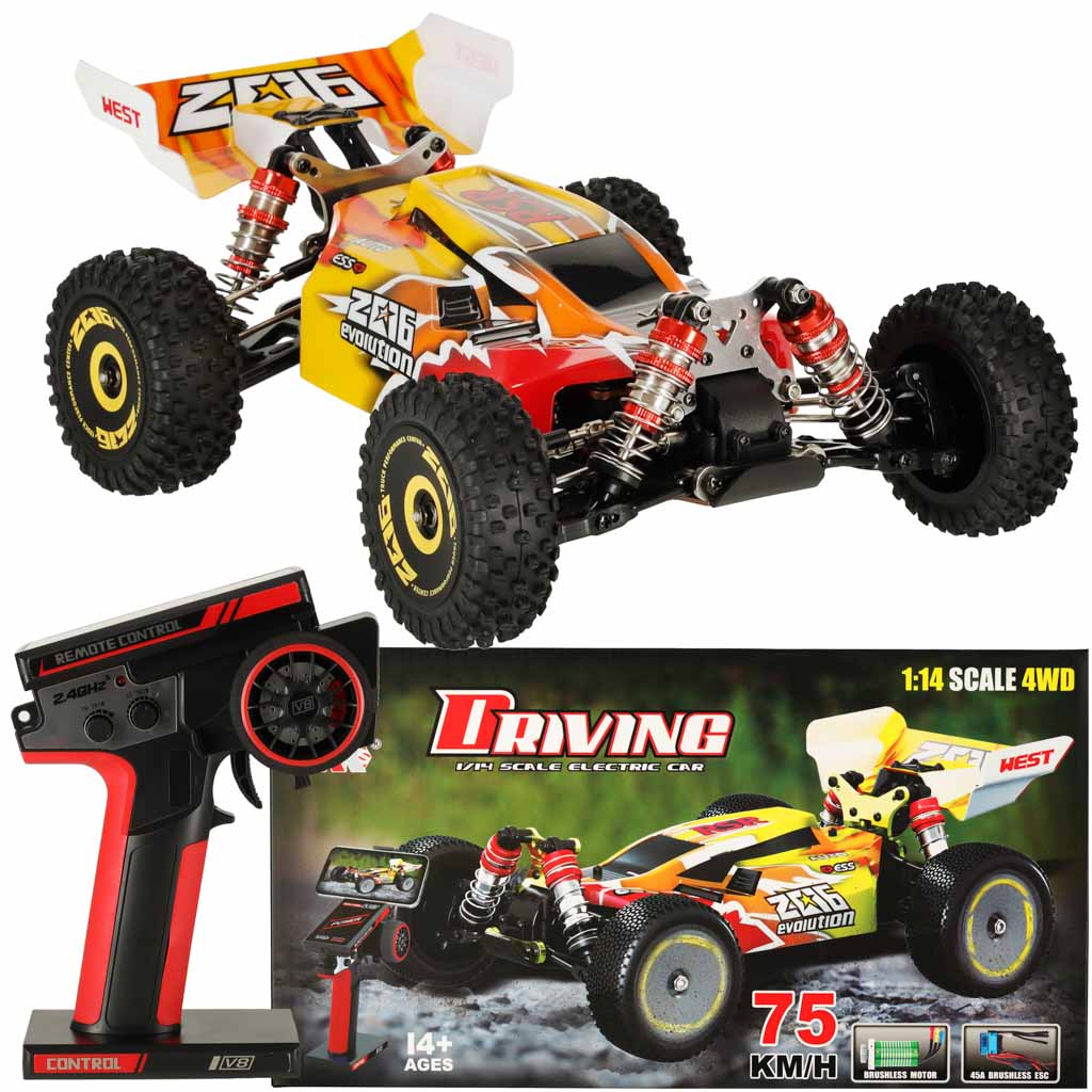 Nuotolinio valdymo automobilis RC WLToys 144010 Speed Racing 1:14 bešepetėlinis variklis 75km/h