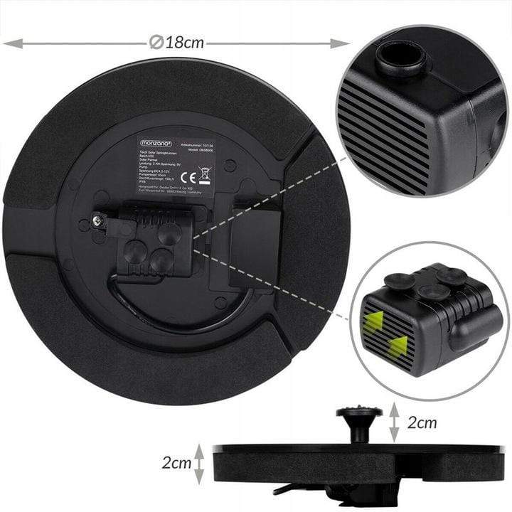 Fontanas su saulės baterija + antgalių rinkinys+modernu.lt