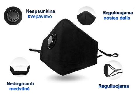 Daugkartinio-naudojimo-veido-kaukė-respiratorius-su-vožtuvu-ir-keičiamais-filtrais