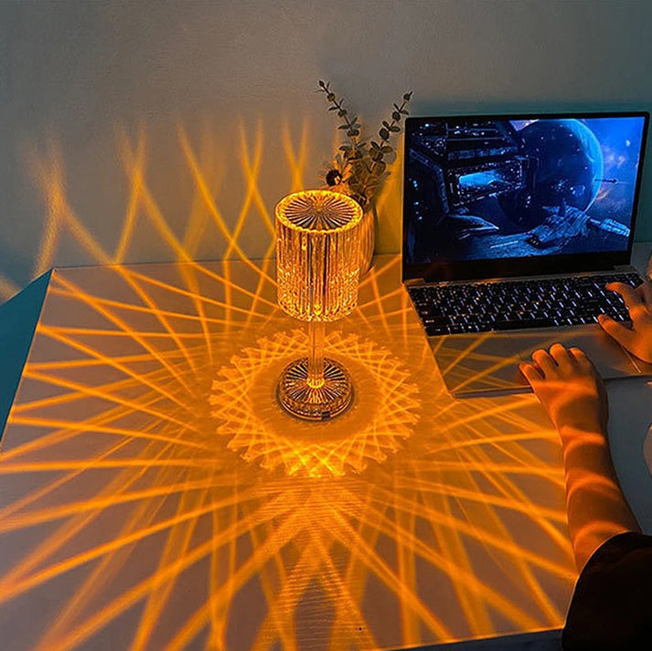 Krištolo deimantinė RGB LED lempa + nuotolinio valdymo pultas